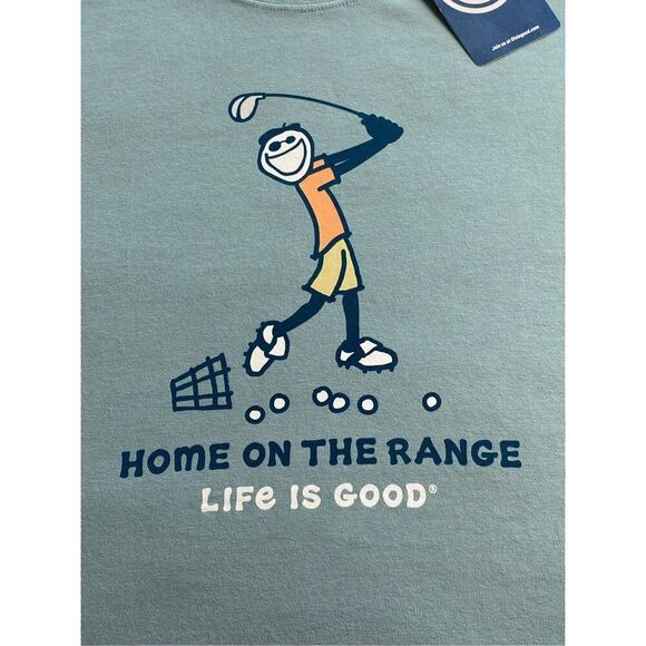 LIFE IS GOOD MEN’S LARGE “HOME ON THE RANGE” Print Logo Solid T-Shirt - Picture 2 of 8